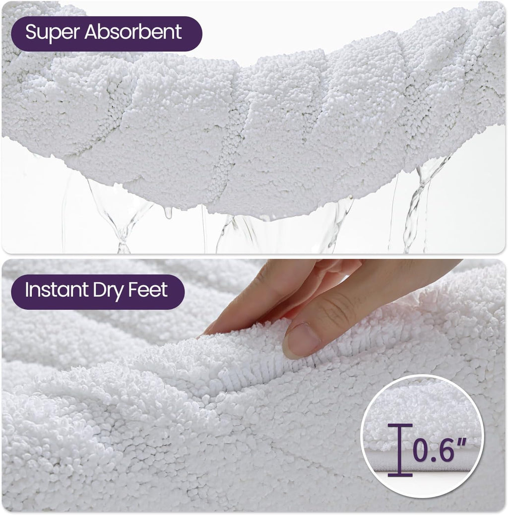 DEXI Bathroom Rugs Non Slip Washable, 36x24 Quick Dry Bath Mat, White
