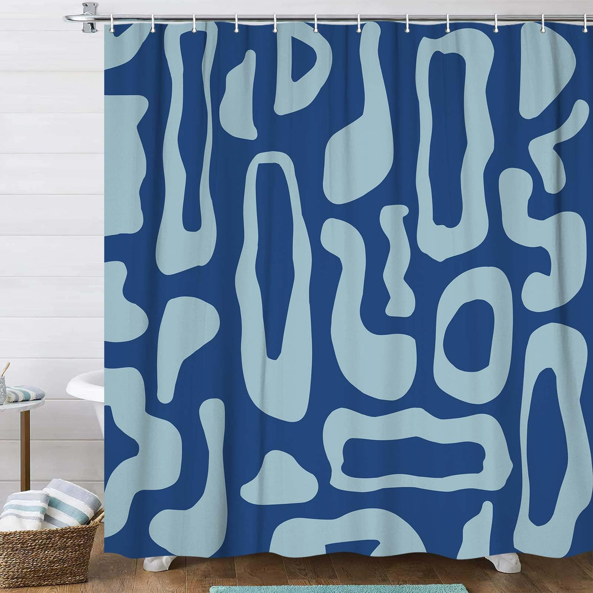 Bondjos Abstract Sage Green Shower Curtain,Boho Modern Geometric Line Art Decor,Abstract Minimalist Farmhouse Style Shower Curtain for Bathroom，Waterproof Polyester Fabric Bathroom Curtain,72x72 Inch