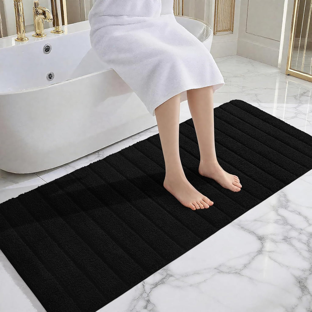 AROGAN Luxury Long Bathroom Runner Rugs 24x60 Inch Bath Rug Non Slip, Black