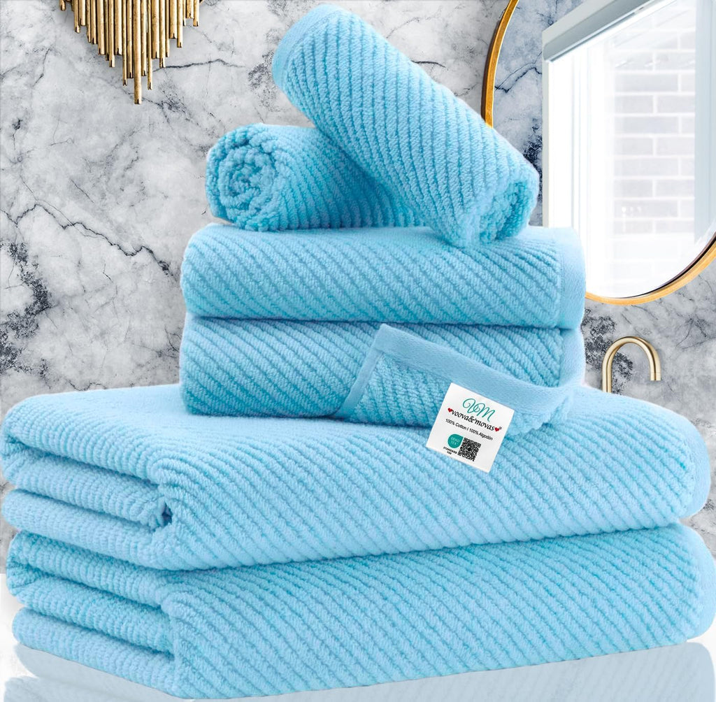 VOOVA & MOVAS Hand Towels for Barthroom, 18x28 in, Soft, Deep Turquoise