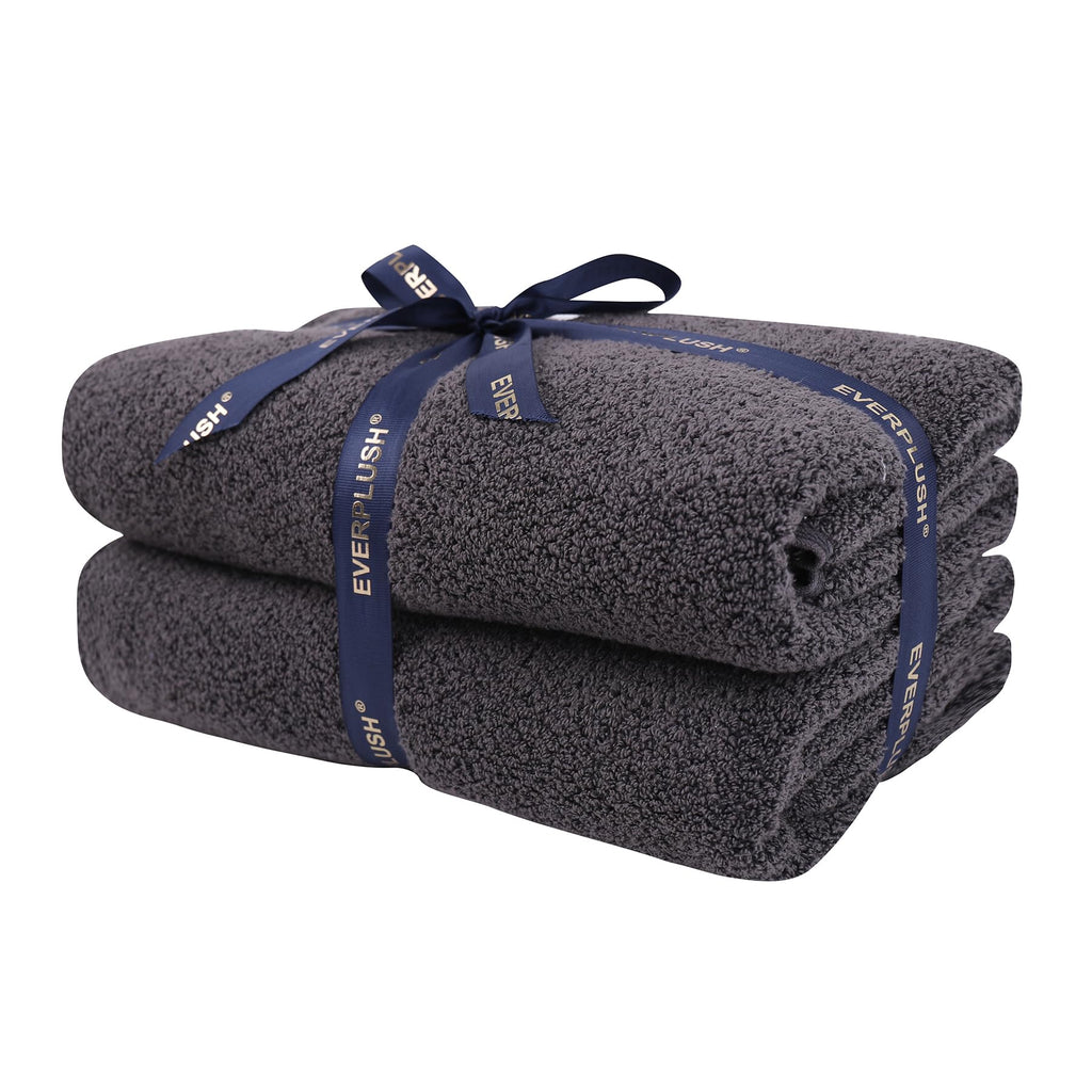 Everplush Diamond Jacquard 6 Pieces Bath Towel Set, Luxury Super Soft Oversized everplush Towels, Highly Absorbent Diamond Jacquard Quick Dry Bath Towel for Bathroom Grey Towel Set