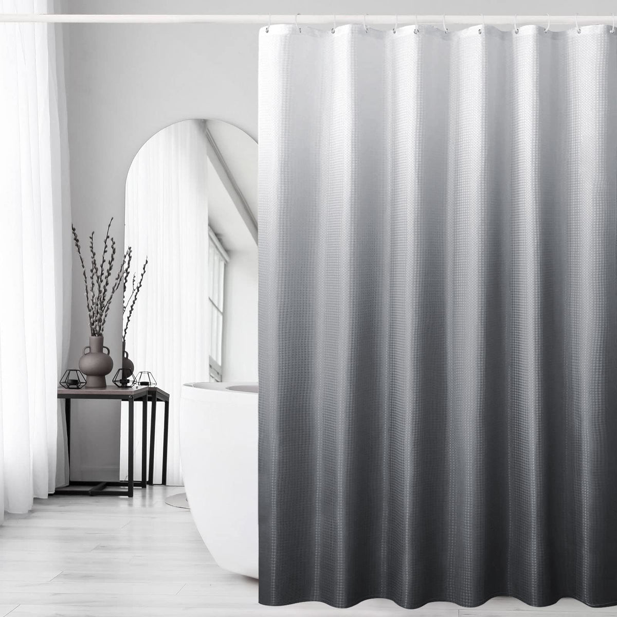 Gibelle Black Cloth-Textured Shower Curtain, Hotel Style, 72x72
