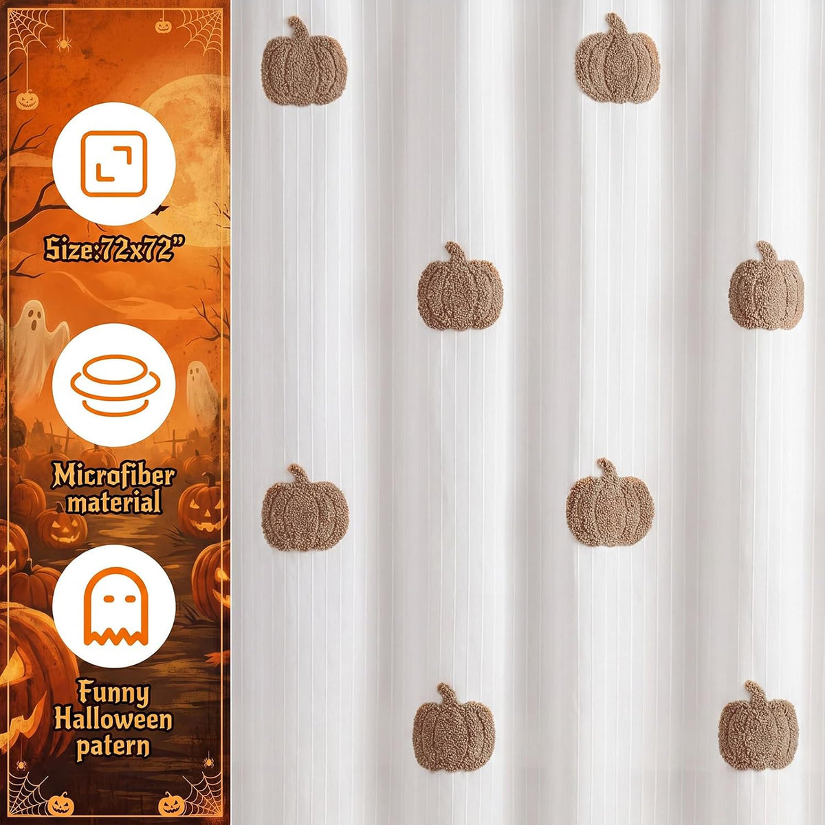 Mindsoft Fall Pumpkin Shower Curtain Bathroom Decor