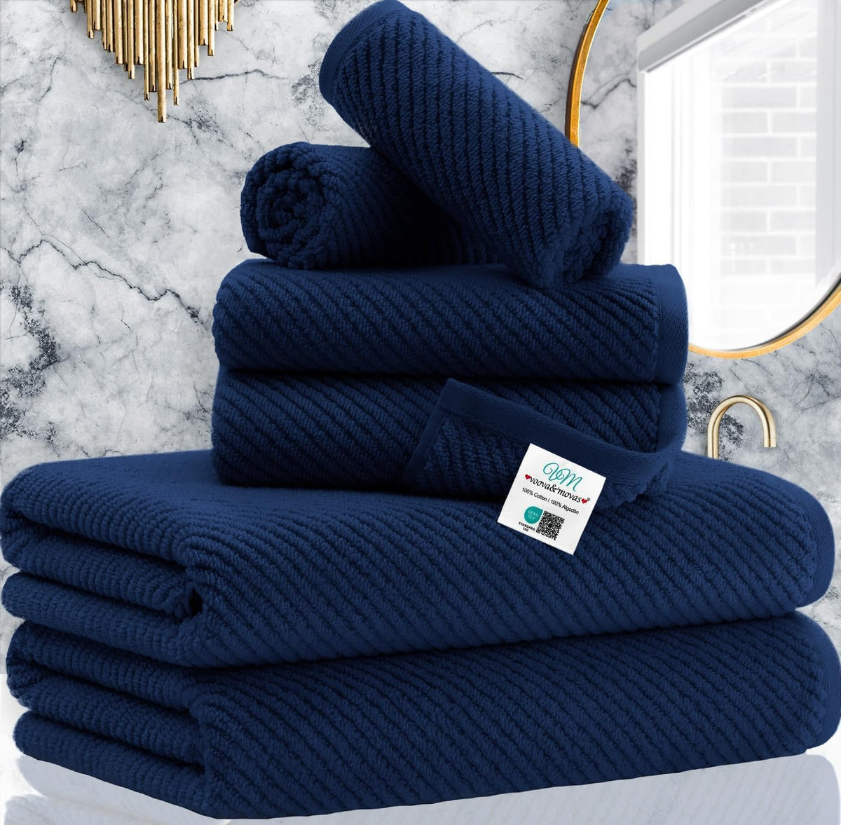 VOOVA & MOVAS Hand Towels for Barthroom, 18x28 in, Soft, Deep Turquoise