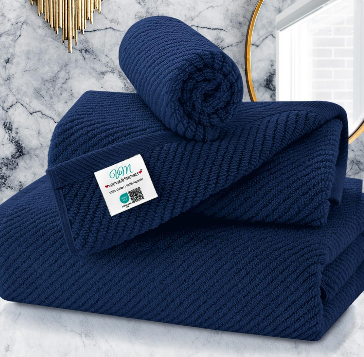 VOOVA & MOVAS Hand Towels for Barthroom, 18x28 in, Soft, Deep Turquoise