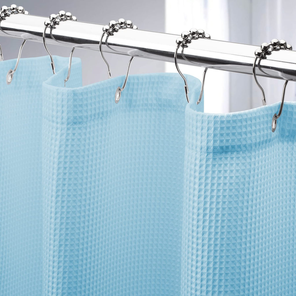 AmazerBath Stall Shower Curtain 60 x 72 Inches, Waffle Shower Curtain White, Fabric Shower Curtains Heavy Duty 240GSM, Hotel Quality Bathroom Shower Curtains
