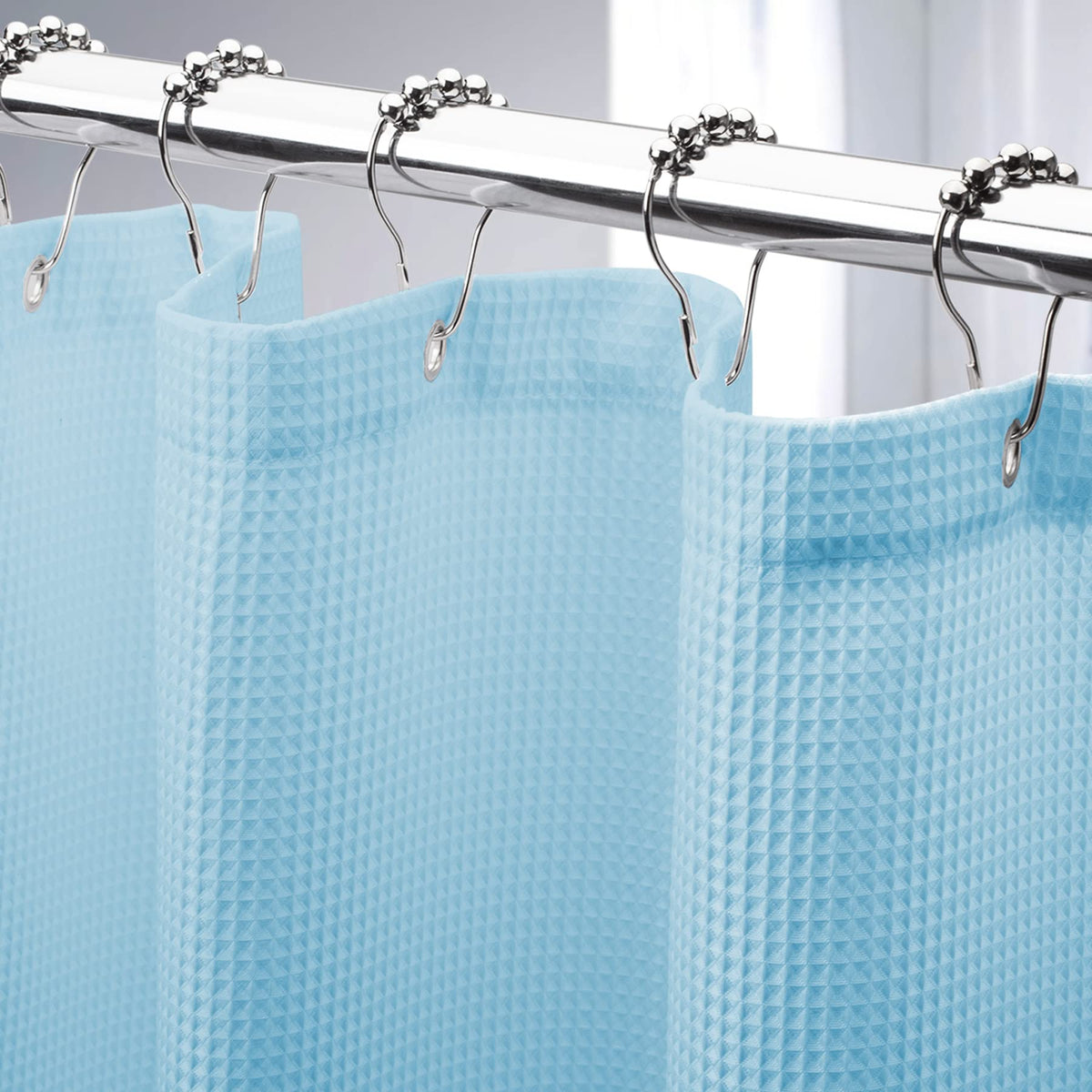 AmazerBath Stall Shower Curtain 60 x 72 Inches, Waffle Shower Curtain White, Fabric Shower Curtains Heavy Duty 240GSM, Hotel Quality Bathroom Shower Curtains