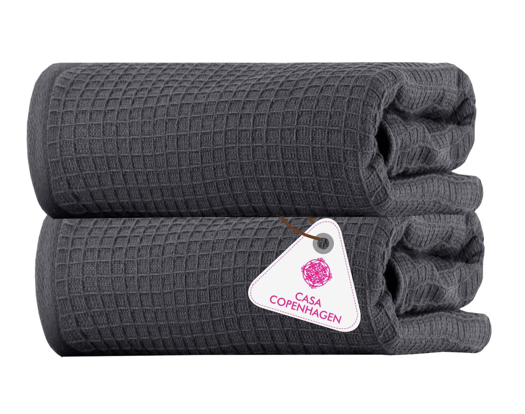 CASA COPENHAGEN 6pcs Bathroom Towel Gift Set, 600GSM, Dark Black