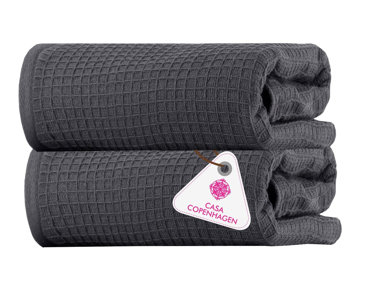 CASA COPENHAGEN 6pcs Bathroom Towel Gift Set, 600GSM, Dark Black