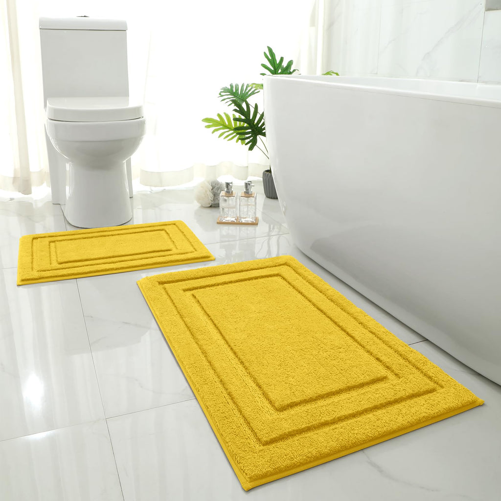 HOMEIDEAS Bathroom Rugs Sets 2 Piece, Super Soft and Absorbent Non Slip Microfiber Machine Washable Bath Mat Set (20" x 32" + 16" x 24", Brown)