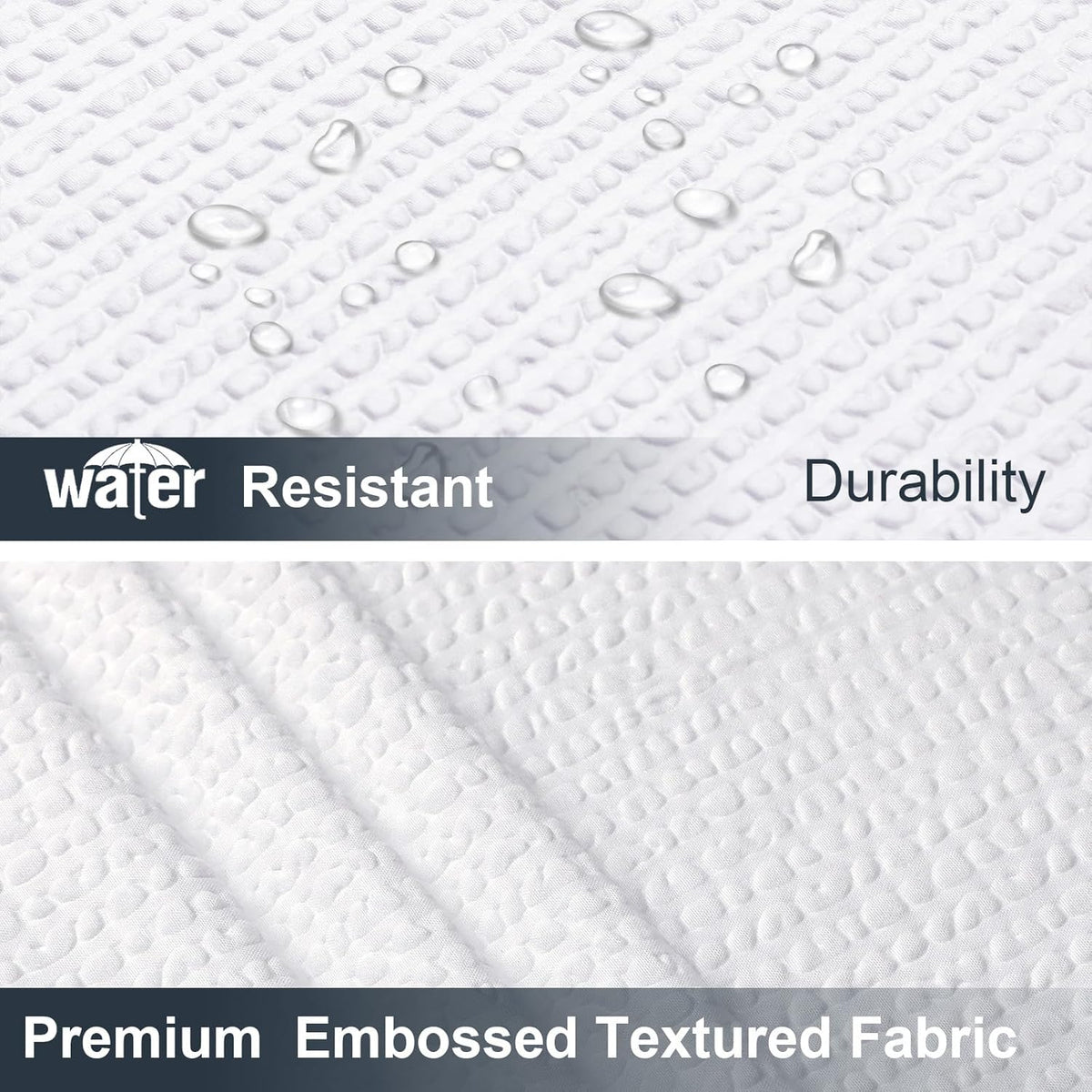 OWENIE White Shower Curtain for Bathroom 84 Inches Extra Long, Elegant 3D Embossed Textured Cloth Waffle Shower Curtain, Modern Luxury Hotel Style, Water Repellent, Machine Washable, 72X84, White