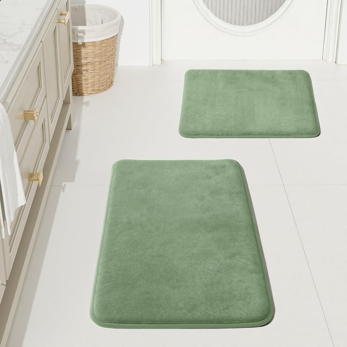 HUXMEYSON Bathroom Rugs Sets 2 Piece, Non-Slip & Quick Dry Bath Mat Set, Ultra Soft Velvet Bath Rugs for Bathroom, Toilet and Shower Floor, Navy