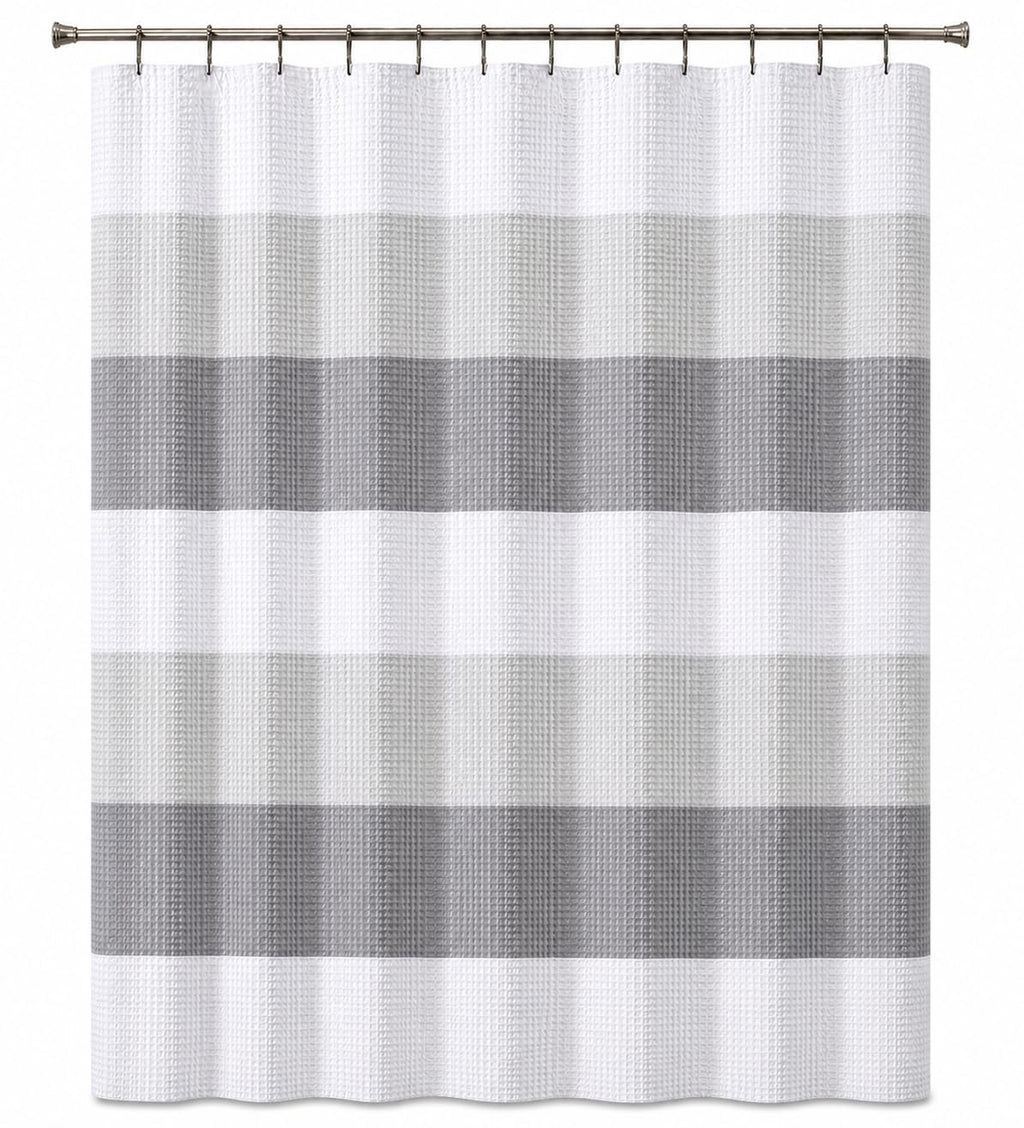 Dainty Home Ombre Waffle Weave Shower Curtain 70 x 72 Blush Textured Fabric Shower Curtain, Hotel Style Waffle Weave Bathroom Curtain, Water Resistant Polyester Ombre Shower Curtain