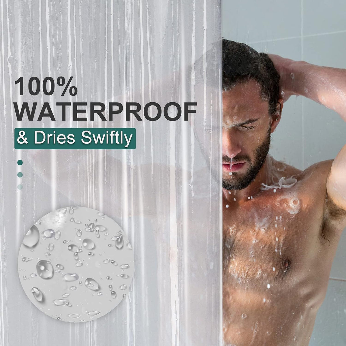 AmazerBath Plastic Shower Curtain Clear Premium PEVA, Clear Shower Curtain Heavy Duty 8G, Weighted Shower Curtains for Bathroom Accessories with 3 Big Stones and 12 Rustproof Grommets, 72x72 Inches