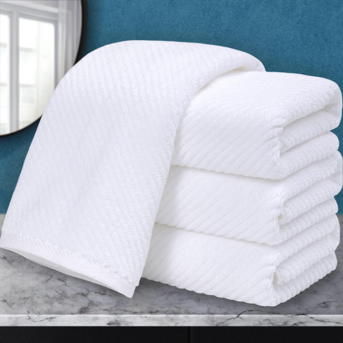 VOOVA & MOVAS Hand Towels for Barthroom, 18x28 in, Soft, Deep Turquoise