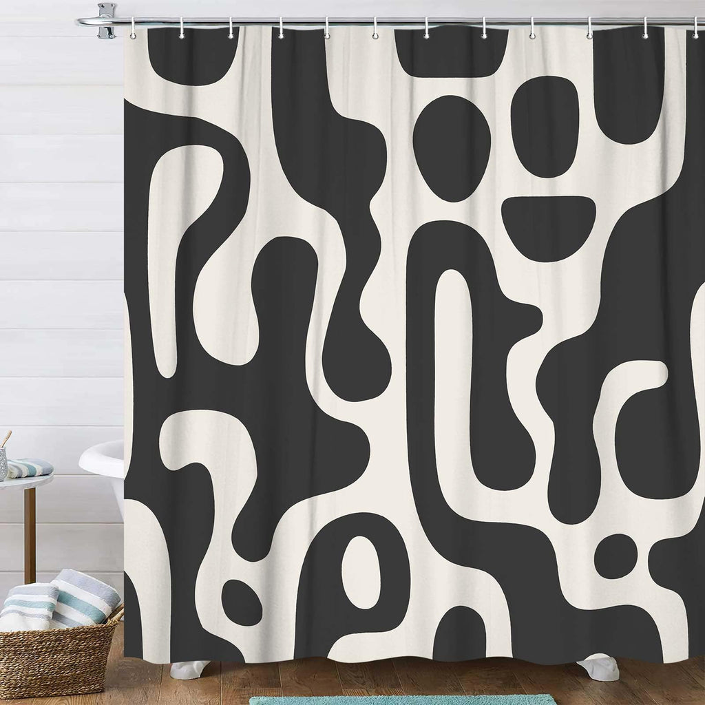 Bondjos Abstract Sage Green Shower Curtain,Boho Modern Geometric Line Art Decor,Abstract Minimalist Farmhouse Style Shower Curtain for Bathroom，Waterproof Polyester Fabric Bathroom Curtain,72x72 Inch
