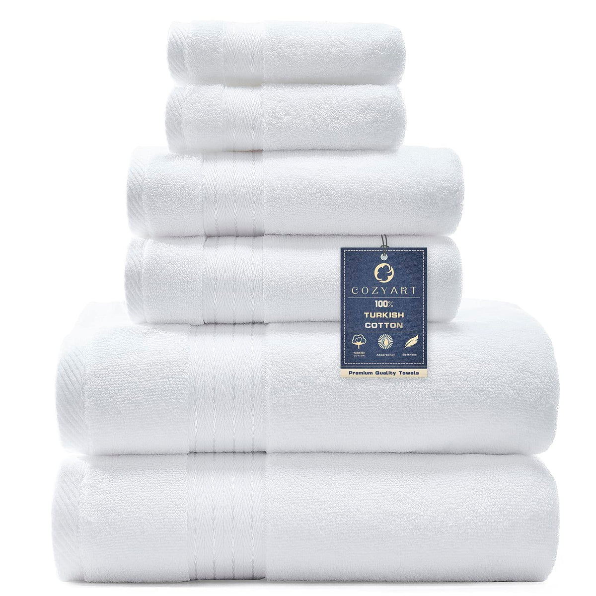 COZYART Luxury Bath Towel Set 6 Pcs, Burnt Orange 100% Turkish Cotton