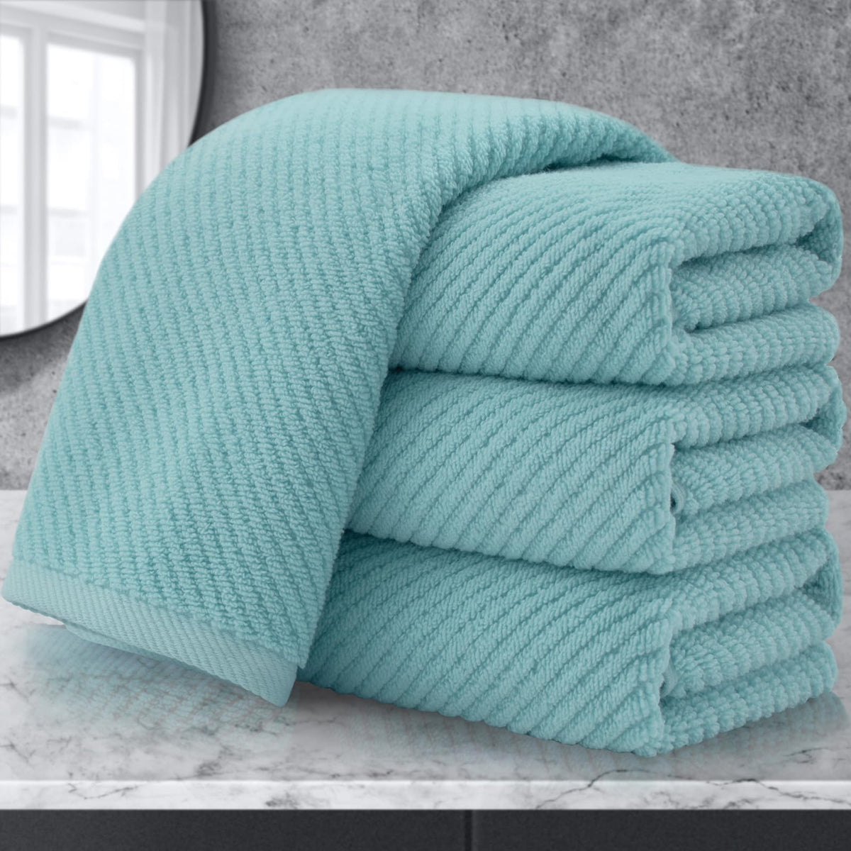VOOVA & MOVAS Hand Towels for Barthroom, 18x28 in, Soft, Deep Turquoise