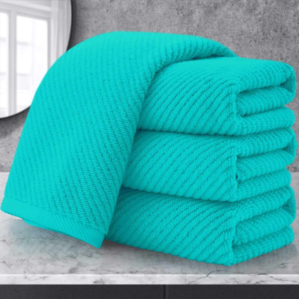 VOOVA & MOVAS Hand Towels for Barthroom, 18x28 in, Soft, Deep Turquoise