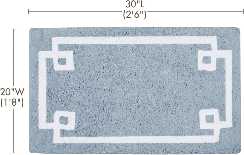 Madison Park Evan 100% Cotton Bath Rug Plush Absorbent, 20" x 30", Blue