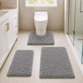 Bathroom Rugs Set Non Slip 3 Piece Bath Mat Washable Chenille Bath Rugs with PVC Backing Bath Carpet,Absorbent Bathroom Mats with Toilet Rug,Bath Mats for Bathroom,Bedroom, Kitchen,Tub,Home Decor