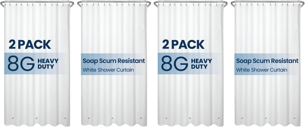 LiBa Shower Curtain PEVA 8G, 72x72 Inch Clear 2-Pack