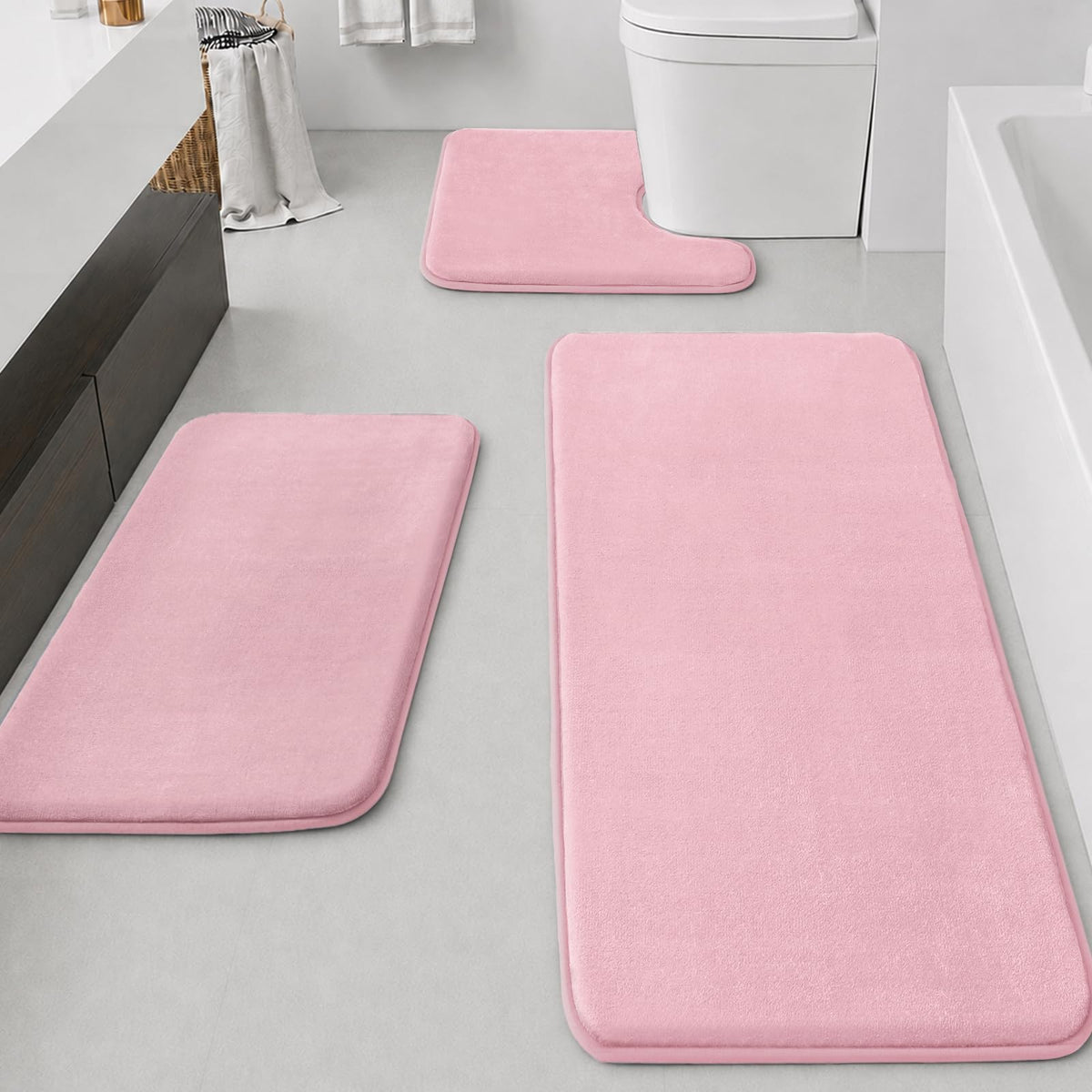 HUXMEYSON Bathroom Rugs Sets 2 Piece, Non-Slip & Quick Dry Bath Mat Set, Ultra Soft Velvet Bath Rugs for Bathroom, Toilet and Shower Floor, Navy