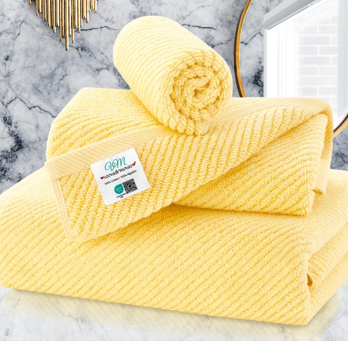 VOOVA & MOVAS Hand Towels for Barthroom, 18x28 in, Soft, Deep Turquoise