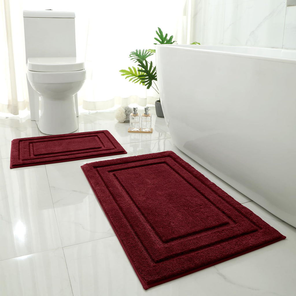 HOMEIDEAS Bathroom Rugs Sets 2 Piece, Super Soft and Absorbent Non Slip Microfiber Machine Washable Bath Mat Set (20" x 32" + 16" x 24", Brown)