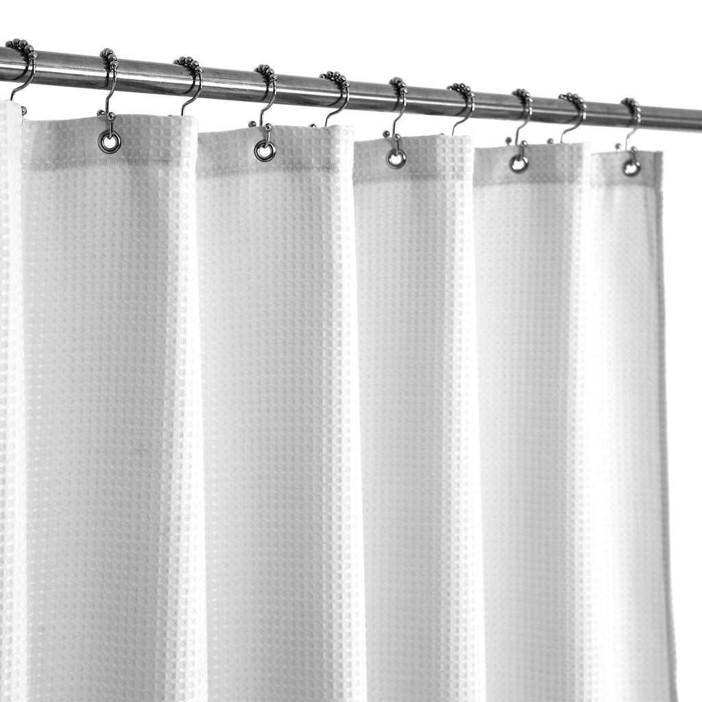 Barossa Design 42x84 Extra Long Stall Shower Curtain Waffle Weave White