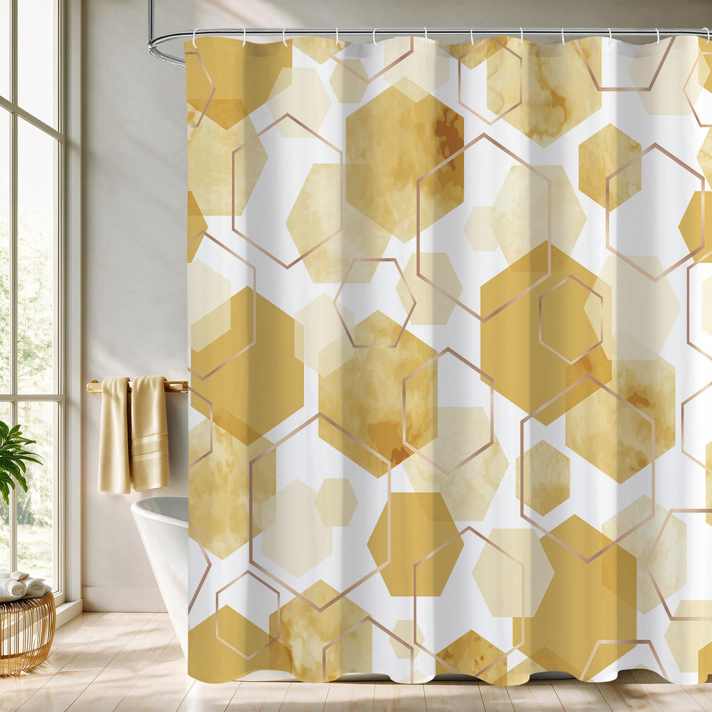 Litabel Brown Shower Curtain for Bathroom, Geometric Bathroom Decor 72x72