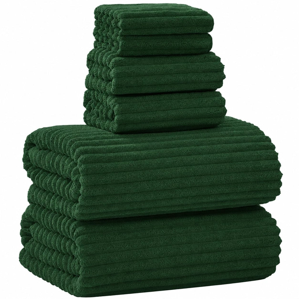 6 PC Bath Towel Set, 40"x80" Oversized Bath Sheets, Olive Green