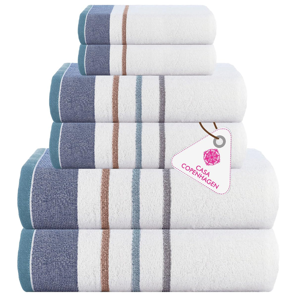 CASA COPENHAGEN 6pcs Bathroom Towel Gift Set, 600GSM, Dark Black