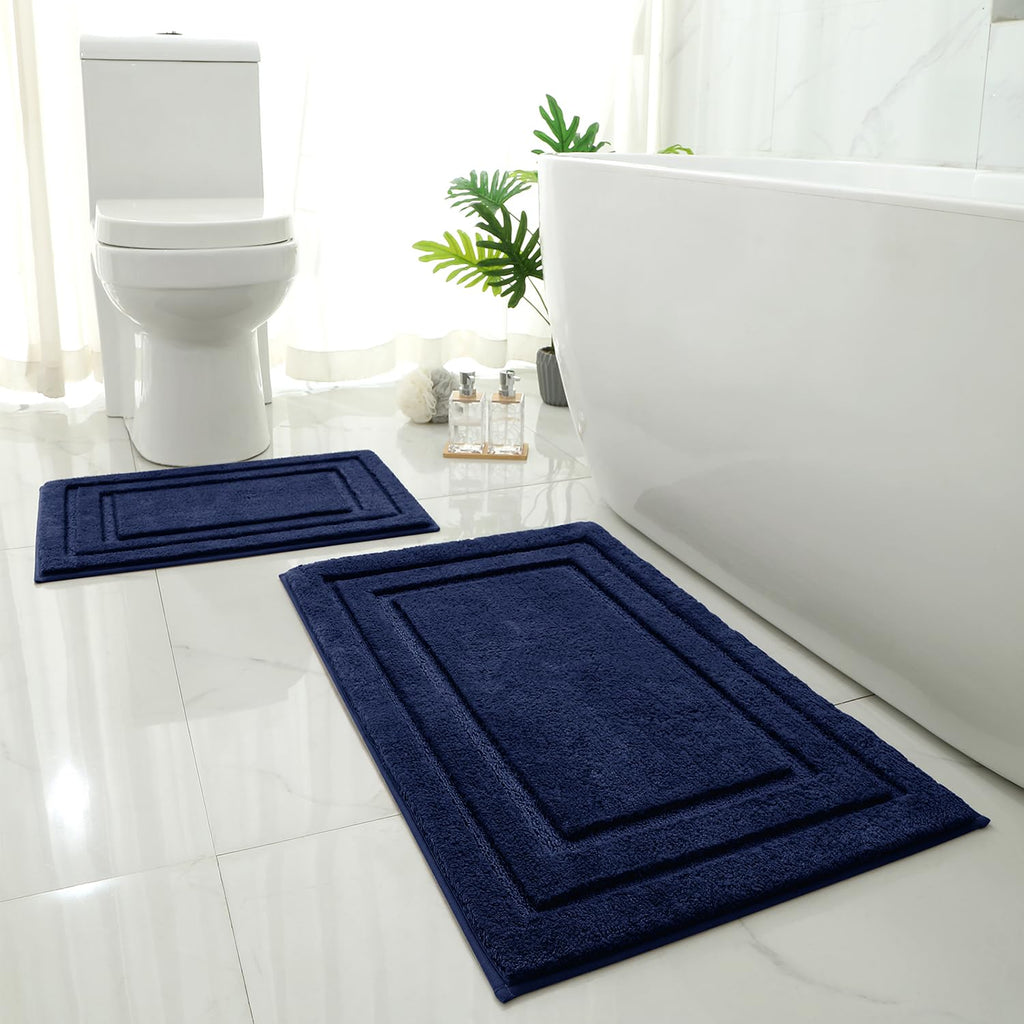 HOMEIDEAS Bathroom Rugs Sets 2 Piece, Super Soft and Absorbent Non Slip Microfiber Machine Washable Bath Mat Set (20" x 32" + 16" x 24", Brown)