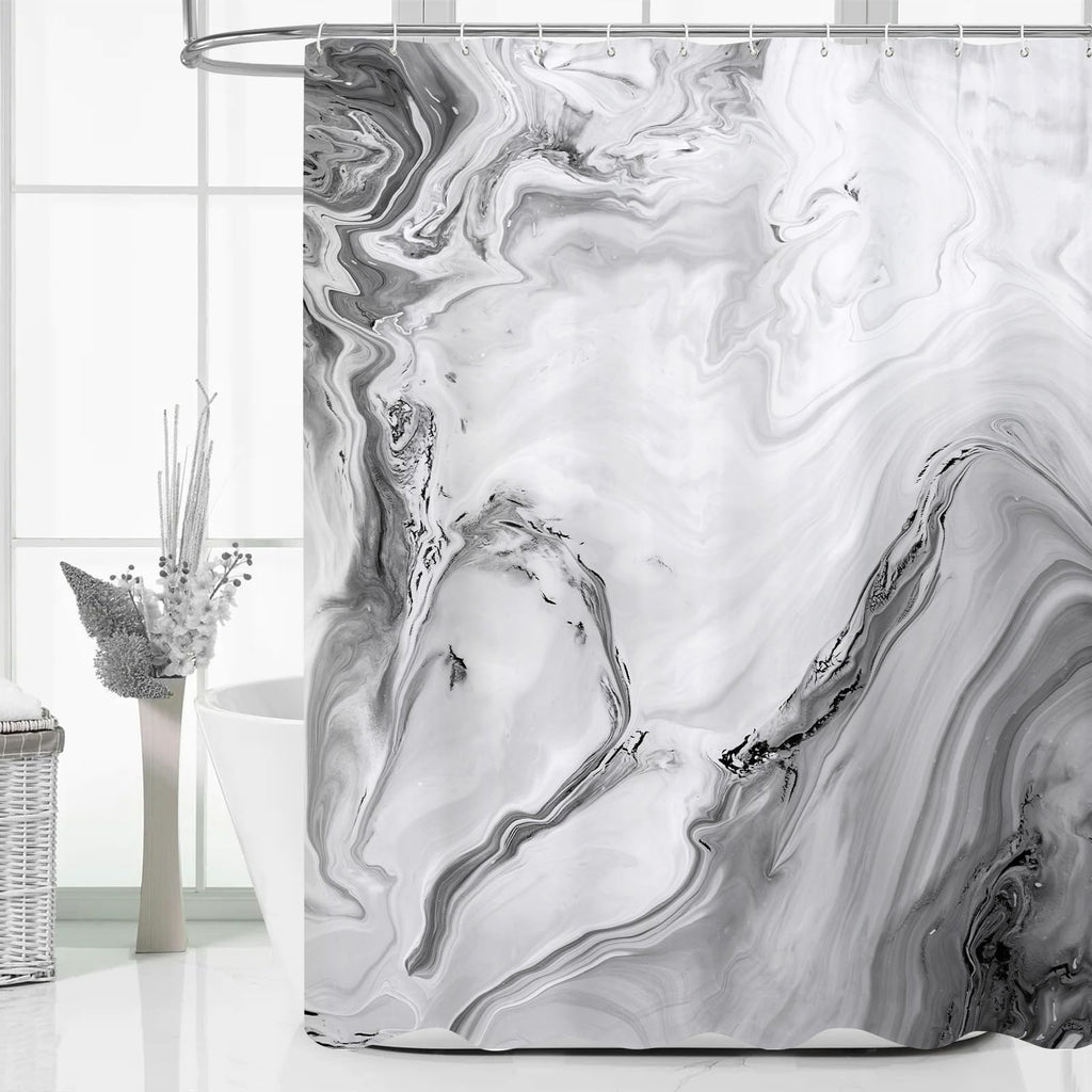 Blue Marble Fabric Shower Curtain, Abstract Watercolor, 72 x 72 Inches