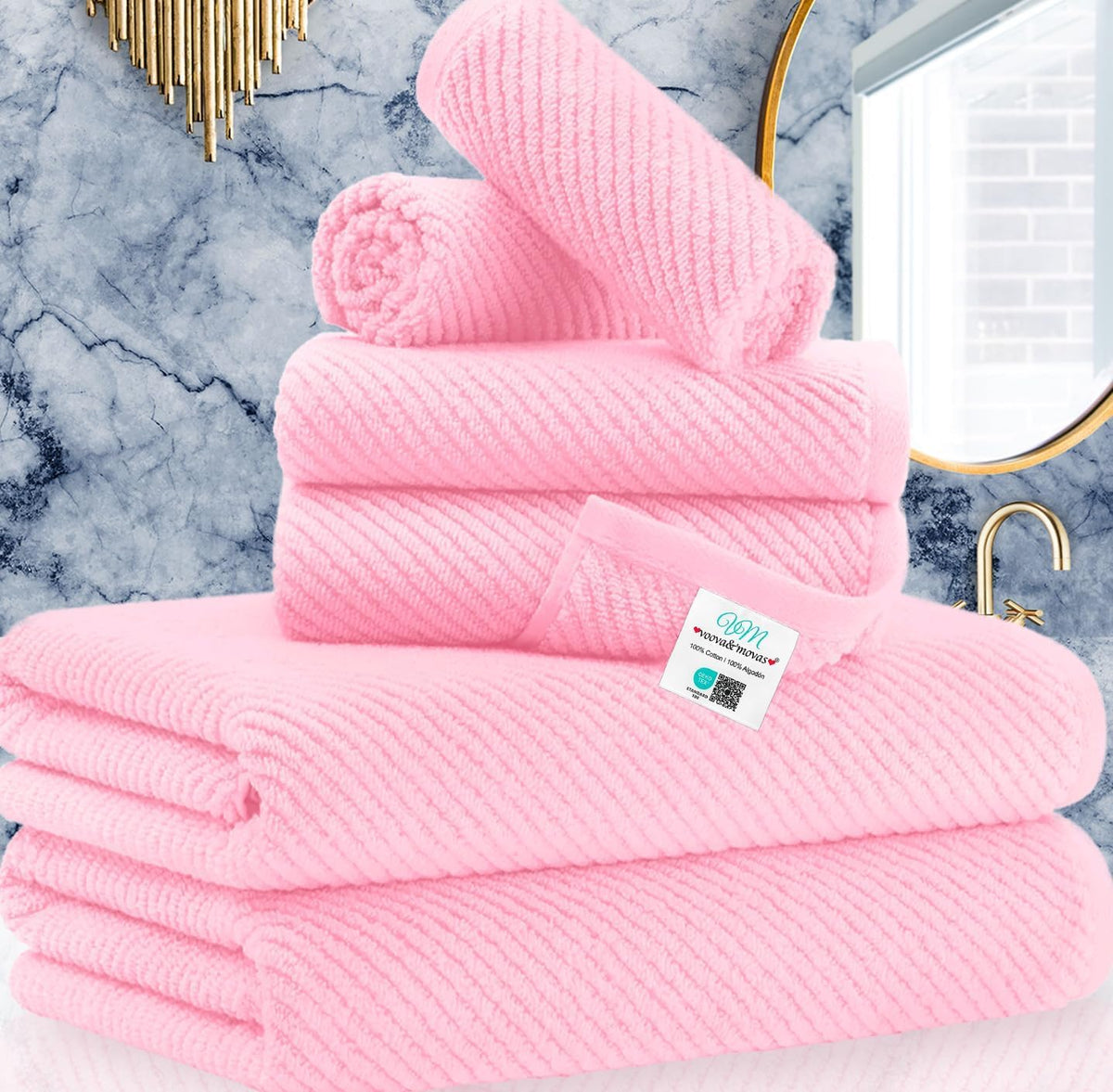 VOOVA & MOVAS Hand Towels for Barthroom, 18x28 in, Soft, Deep Turquoise
