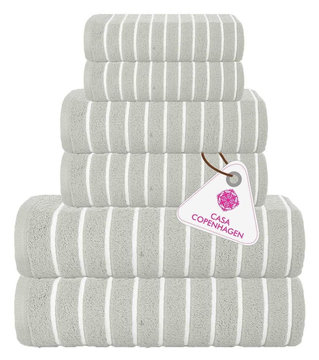 CASA COPENHAGEN 6pcs Bathroom Towel Gift Set, 600GSM, Dark Black