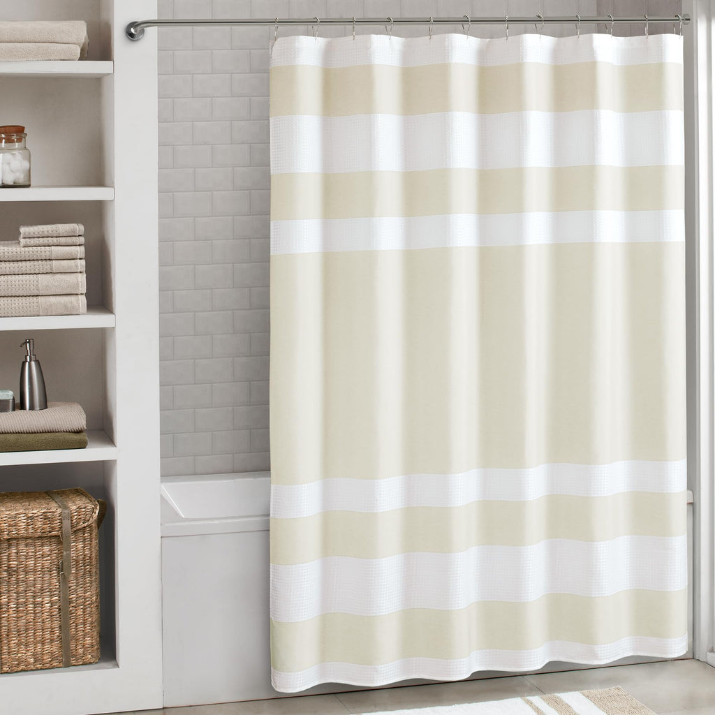 Madison Park Spa Waffle Shower Curtain for Bathroom, 72 x 72, Taupe