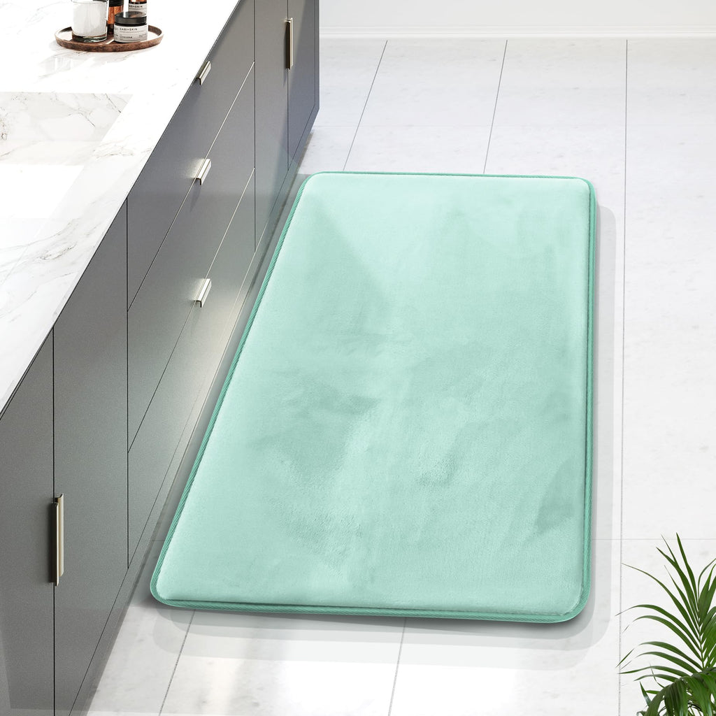 Clara Clark 3 Piece Bathroom Rugs Bath Mat Set, Velvet Memory Foam Bath Mats for Bathroom - Non-Slip, PVC Backing Bath Rugs, Washable - Dries Quickly, Green