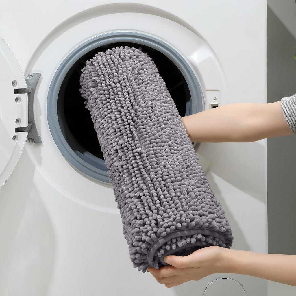 HOMEIDEAS Bathroom Rugs Set of 3, Super Soft Absorbent Chenille Bath Rugs