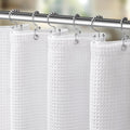 Waffle Weave Shower Curtain Heavyweight Cotton Fabric Beige 72Wx72L