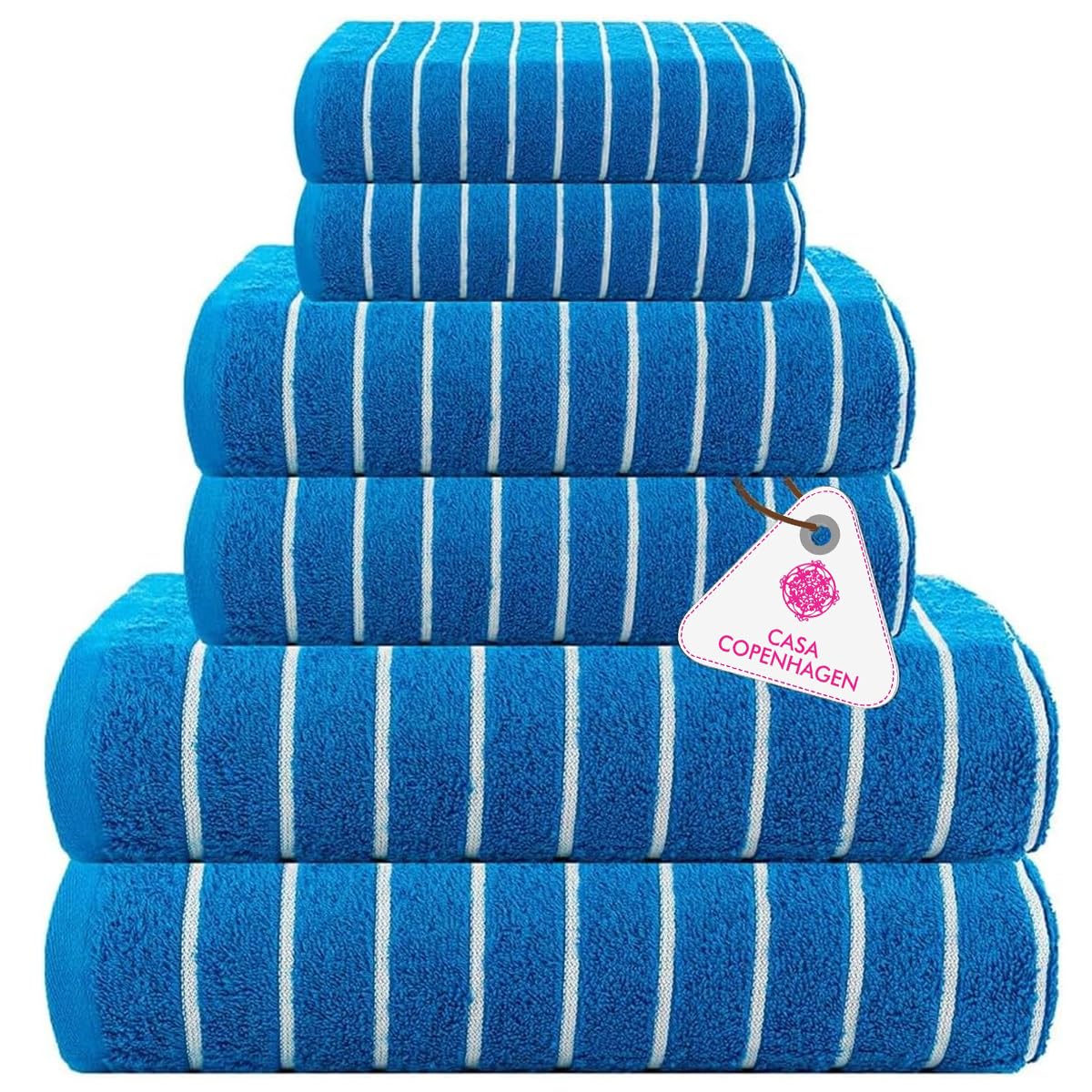 CASA COPENHAGEN 6pcs Bathroom Towel Gift Set, 600GSM, Dark Black