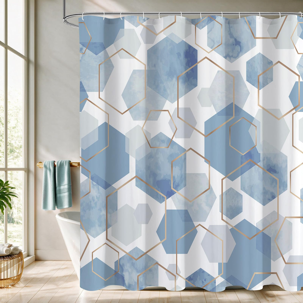 Litabel Brown Shower Curtain for Bathroom, Geometric Bathroom Decor 72x72
