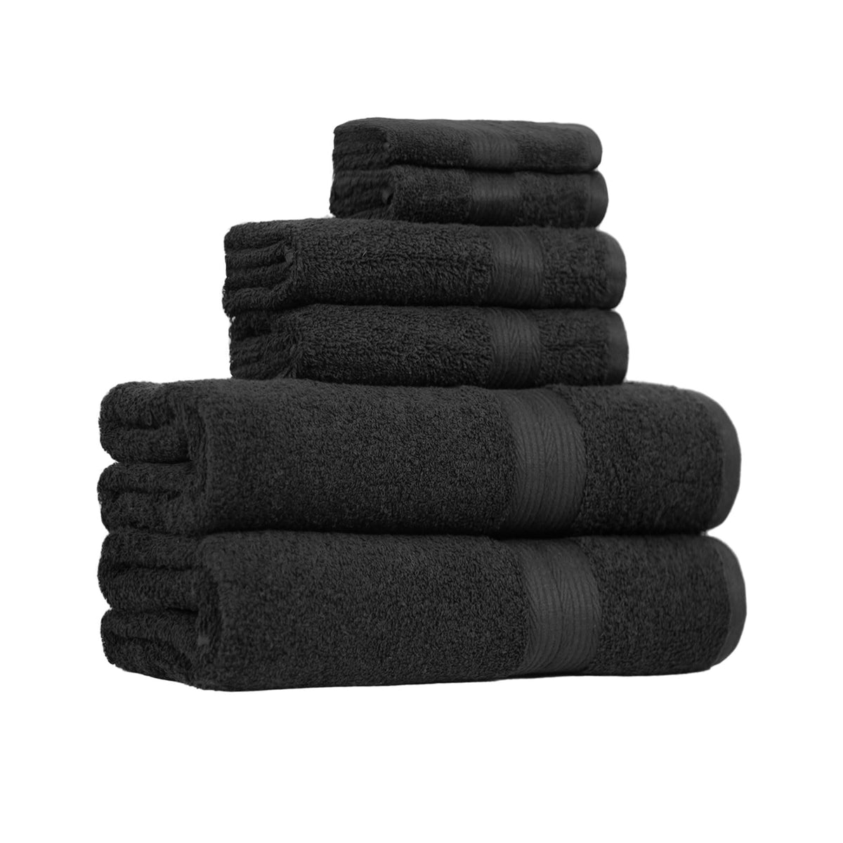 Amazon Basics 6-Piece Fade-Resistant 100% Cotton Towel Set for Bathroom, Soft and Absorbent, 2 Bath Towels, 2 Hand Towels, 2 Washcloths, Gray
