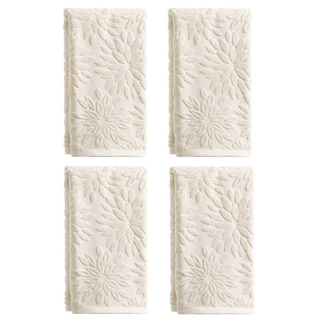 Artoid Mode 2 Pcs Olive Green 3D Dahlia Floral Jacquard Hand Towels for Bathroom, Cotton Soft Absorbent Bathroom Decor Towels, 13.7 x 29.5 Inch
