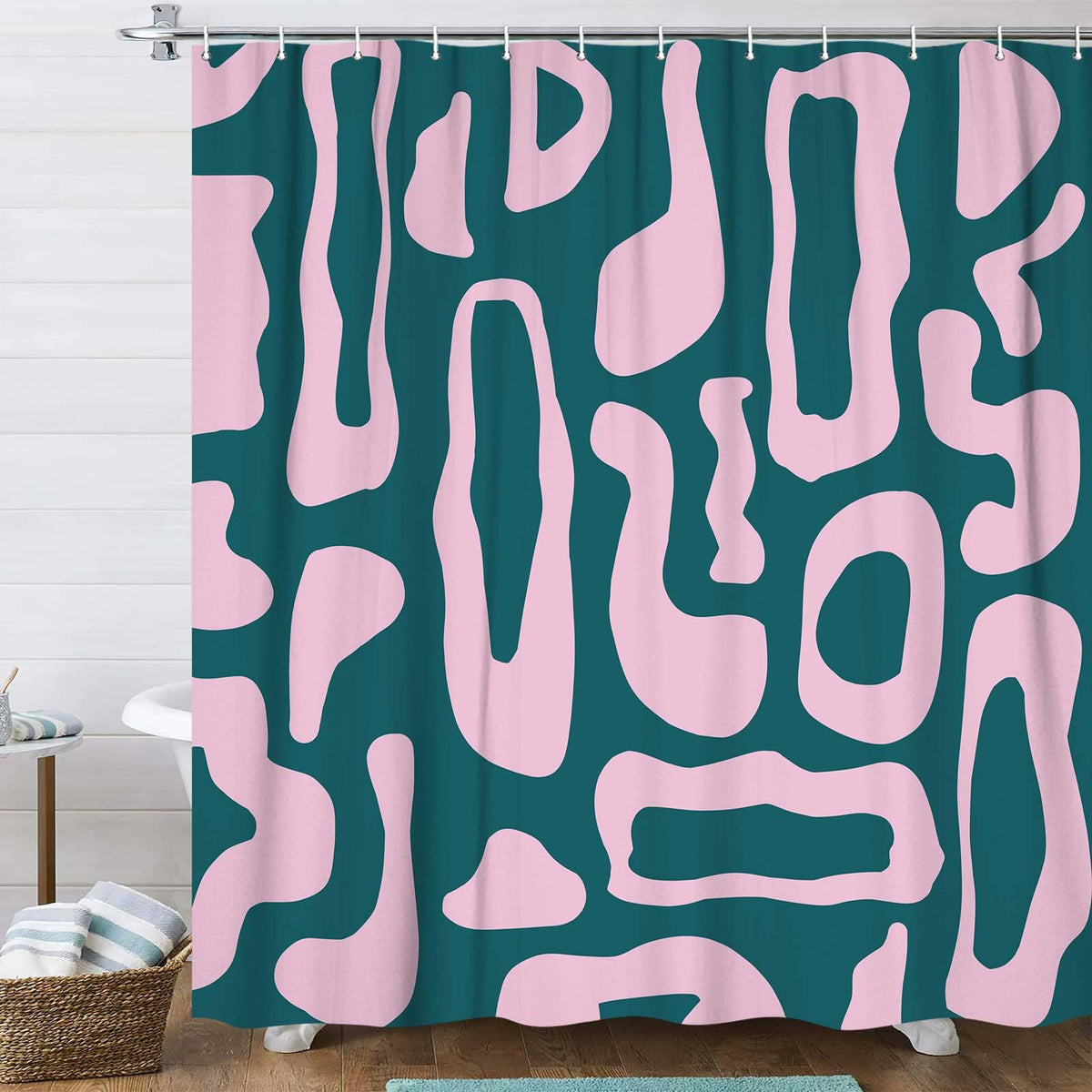 Bondjos Abstract Sage Green Shower Curtain,Boho Modern Geometric Line Art Decor,Abstract Minimalist Farmhouse Style Shower Curtain for Bathroom，Waterproof Polyester Fabric Bathroom Curtain,72x72 Inch