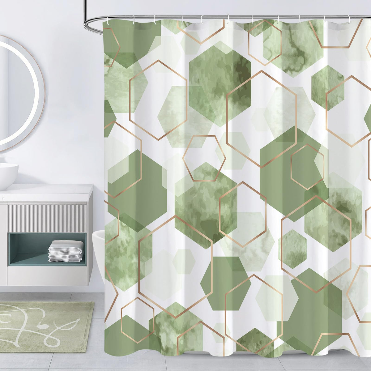 Litabel Brown Shower Curtain for Bathroom, Geometric Bathroom Decor 72x72