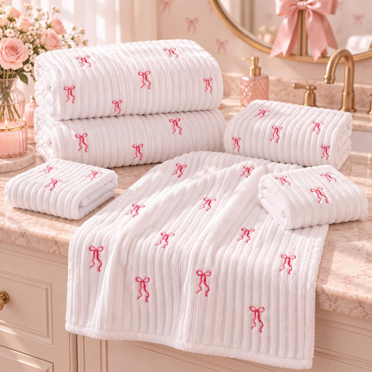 Peryiter 6 Pack Bath Towels Set, Coffee Color, Leopard