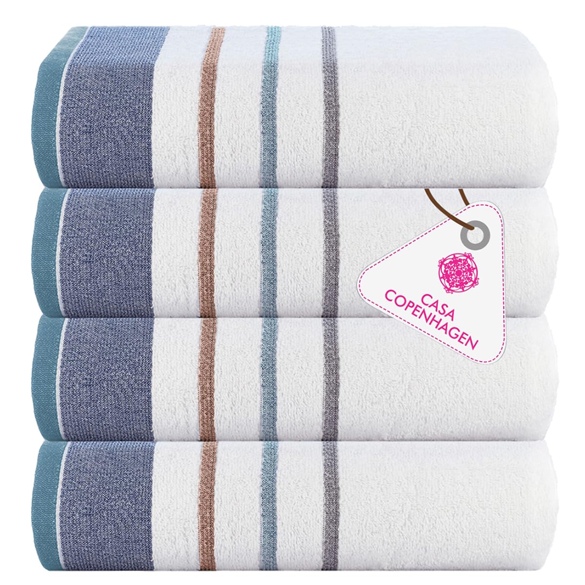 CASA COPENHAGEN 6pcs Bathroom Towel Gift Set, 600GSM, Dark Black