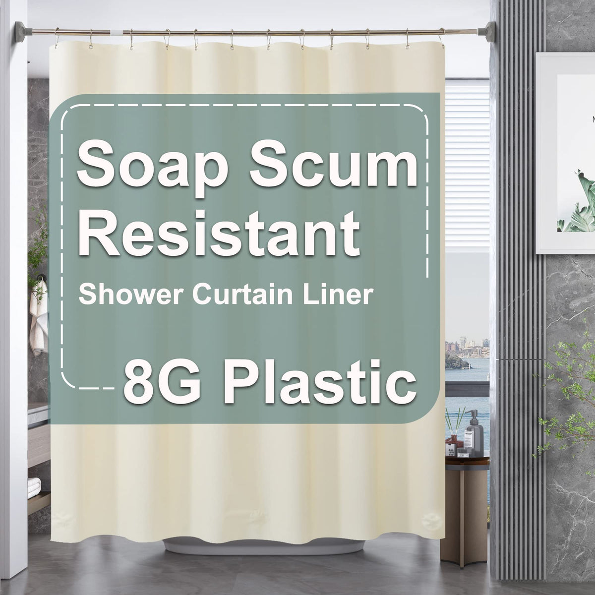 AmazerBath Plastic Shower Curtain Clear Premium PEVA, Clear Shower Curtain Heavy Duty 8G, Weighted Shower Curtains for Bathroom Accessories with 3 Big Stones and 12 Rustproof Grommets, 72x72 Inches